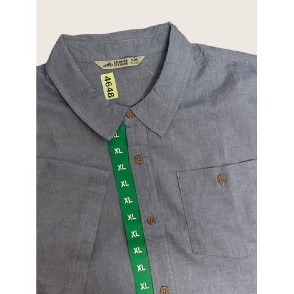 NWT Colorado Clothing Blue Short Slv Button Up Shirt Men XL Kenya Cotton/Spandex